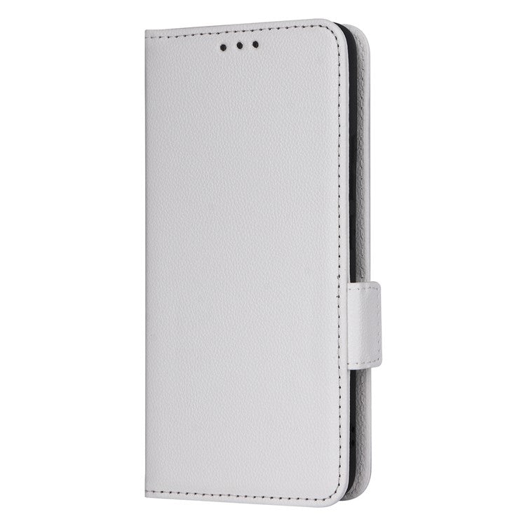 For Samsung Galaxy S25 Edge Case Wallet Flip Litchi Texture PU Leather Phone Cover - White
