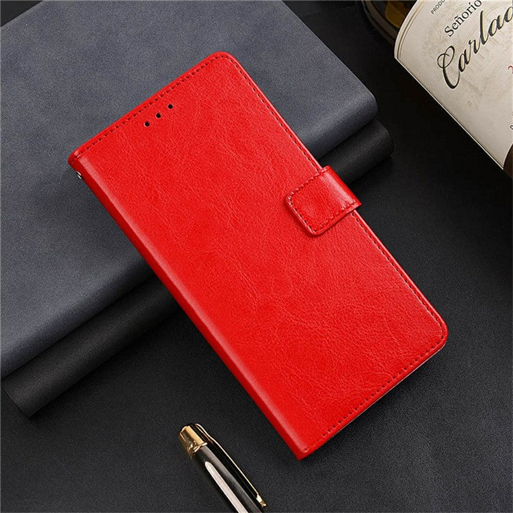 IDEWEI For Oppo Reno13 F 5G Case Wallet Leather Phone Cover Crazy Horse Texture - Red