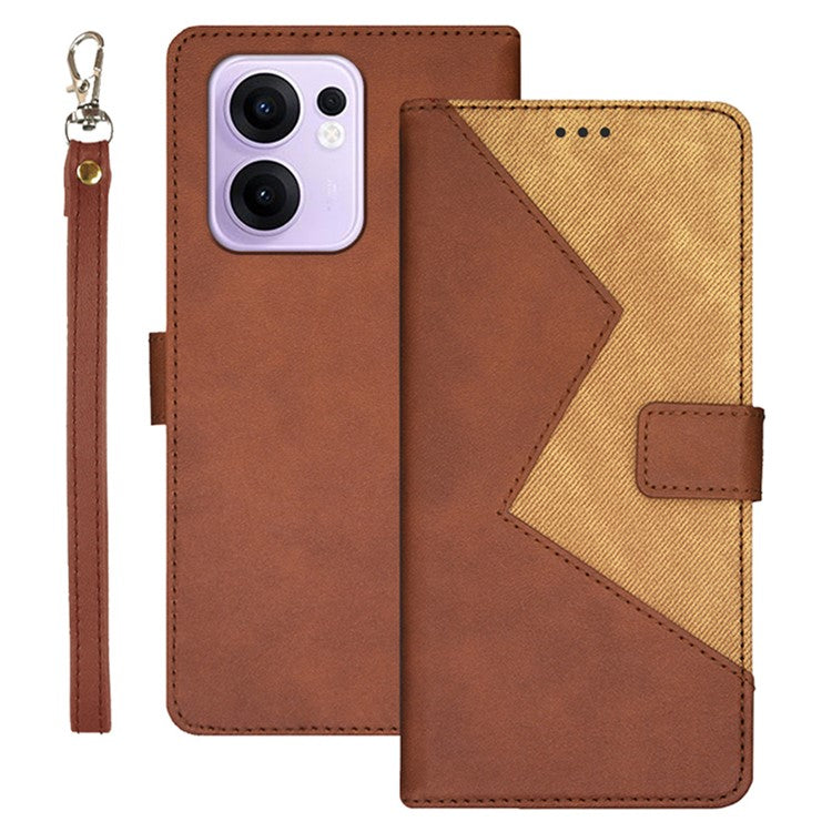 IDEWEI For Oppo Reno13 F 5G Case Card Slots Splicing Color Leather Phone Cover - Brown