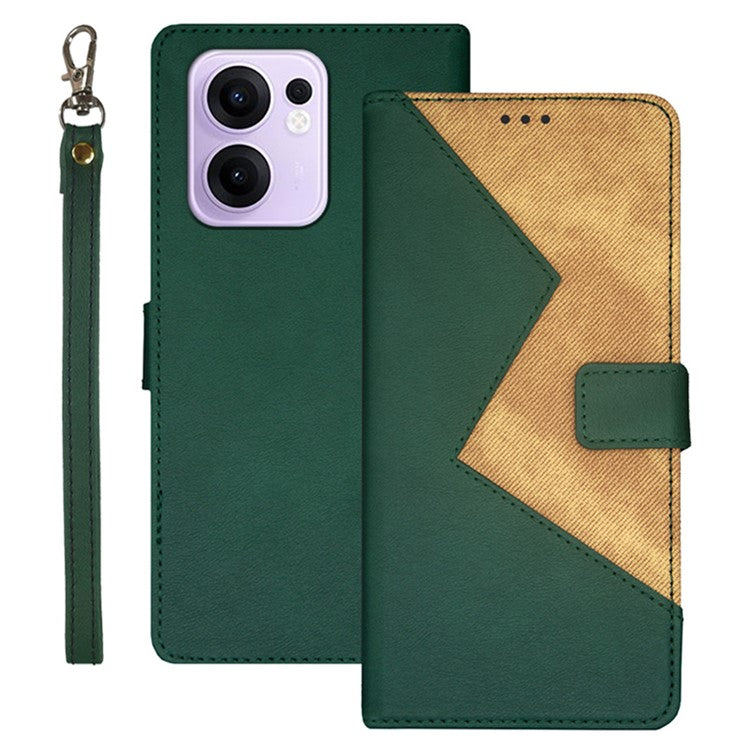 IDEWEI For Oppo Reno13 F 5G Case Card Slots Splicing Color Leather Phone Cover - Green