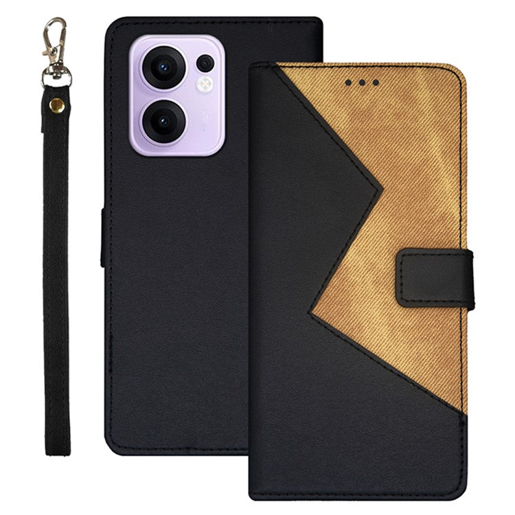 IDEWEI For Oppo Reno13 F 5G Case Card Slots Splicing Color Leather Phone Cover - Black