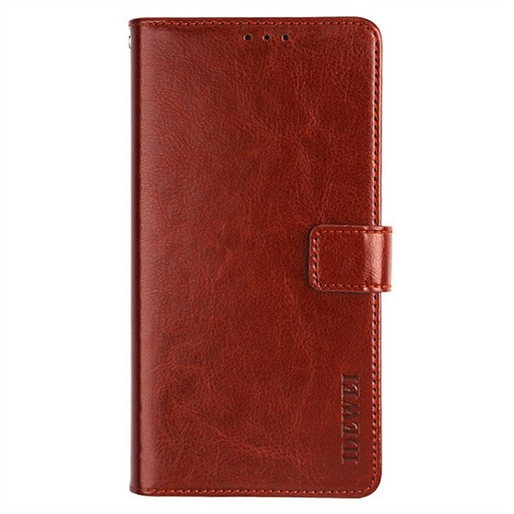 IDEWEI For Oppo Reno13 F 5G Stand Case Crazy Horse Texture Leather Phone Cover - Brown