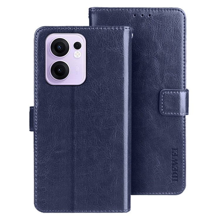 IDEWEI For Oppo Reno13 F 5G Stand Case Crazy Horse Texture Leather Phone Cover - Dark Blue