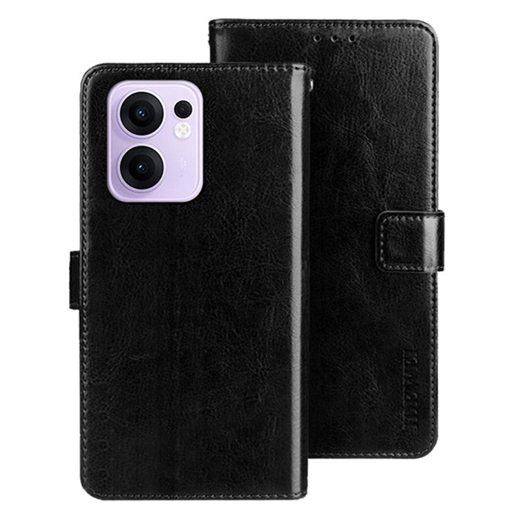IDEWEI For Oppo Reno13 F 5G Stand Case Crazy Horse Texture Leather Phone Cover - Black