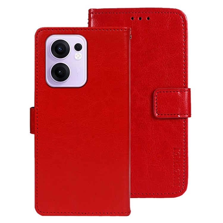 IDEWEI For Oppo Reno13 F 5G Stand Case Crazy Horse Texture Leather Phone Cover - Red