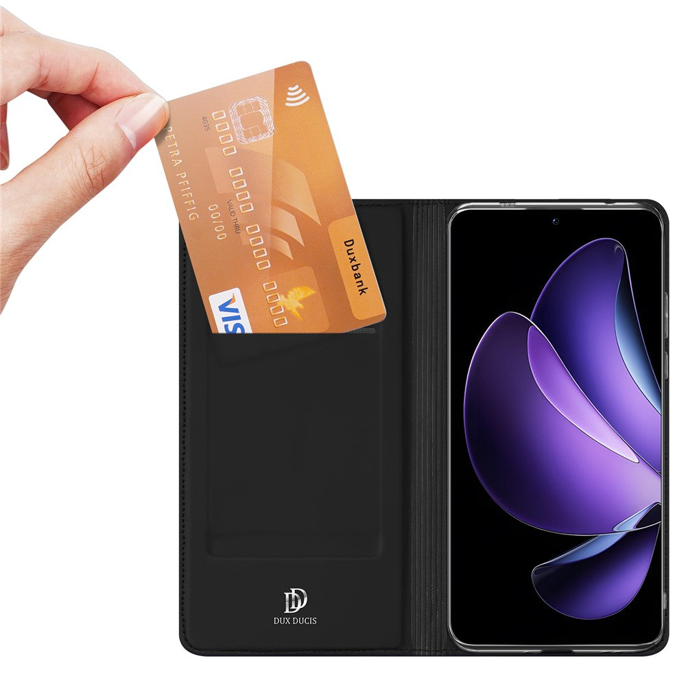For Oppo Reno13 F 4G / Oppo Reno13 F 5G Case DUX DUCIS Skin Pro Series Leather Stand Cover Card Holder - Black