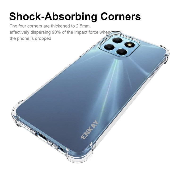 ENKAY HAT PRINCE For Honor X8 5G Transparent Phone Case Soft TPU Thickened Corners Anti-slip Strip Edge Shockproof Cover