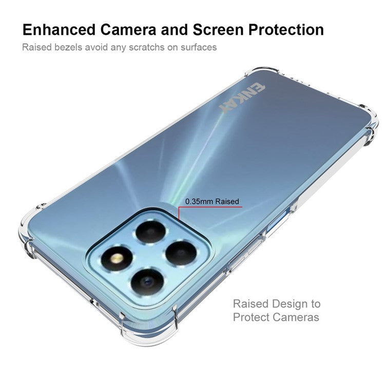 ENKAY HAT PRINCE For Honor X8 5G Transparent Phone Case Soft TPU Thickened Corners Anti-slip Strip Edge Shockproof Cover