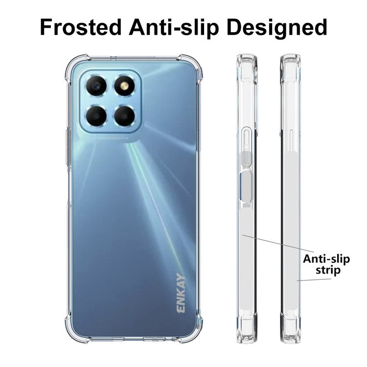 ENKAY HAT PRINCE For Honor X8 5G Transparent Phone Case Soft TPU Thickened Corners Anti-slip Strip Edge Shockproof Cover