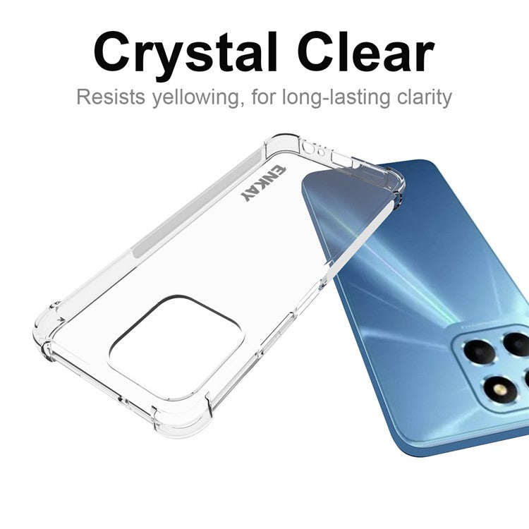 ENKAY HAT PRINCE For Honor X8 5G Transparent Phone Case Soft TPU Thickened Corners Anti-slip Strip Edge Shockproof Cover