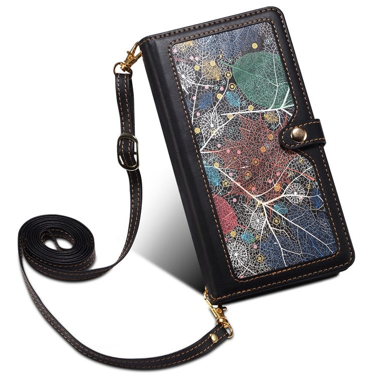 ESEBLE Galaxy Series For Samsung Galaxy S25 Edge Case Leather Zipper Phone Cover RFID Blocking - Black