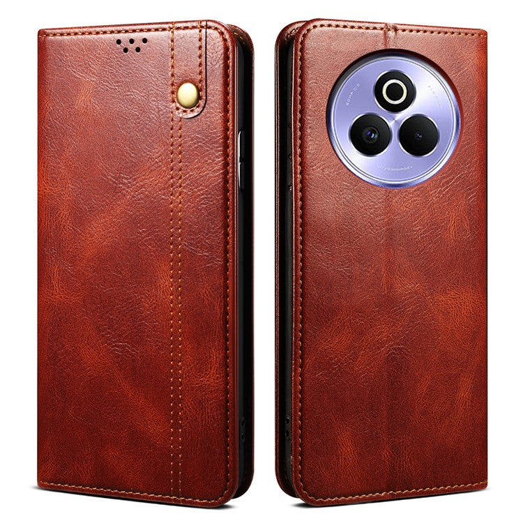For Realme P3 Pro 5G Case Crazy Horse Texture Waxy Leather Wallet Stand Phone Cover - Brown