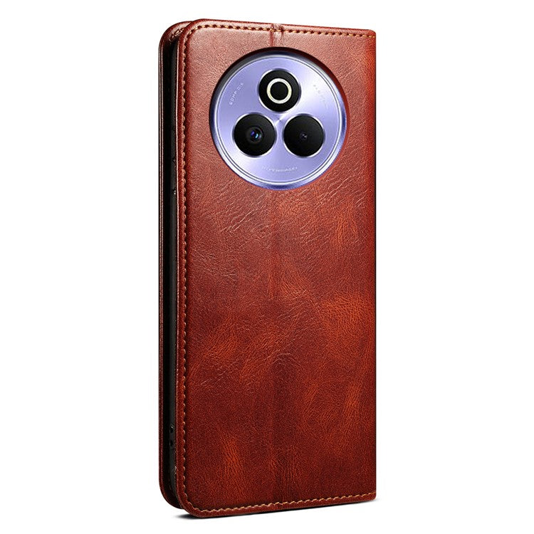For Realme P3 Pro 5G Case Crazy Horse Texture Waxy Leather Wallet Stand Phone Cover - Brown
