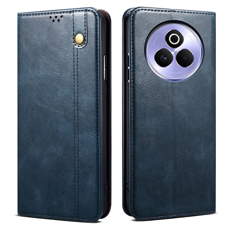 For Realme P3 Pro 5G Case Crazy Horse Texture Waxy Leather Wallet Stand Phone Cover - Blue