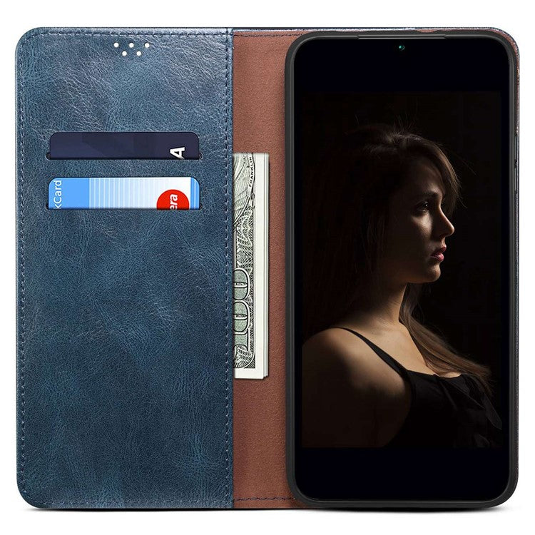 For Realme P3 Pro 5G Case Crazy Horse Texture Waxy Leather Wallet Stand Phone Cover - Blue