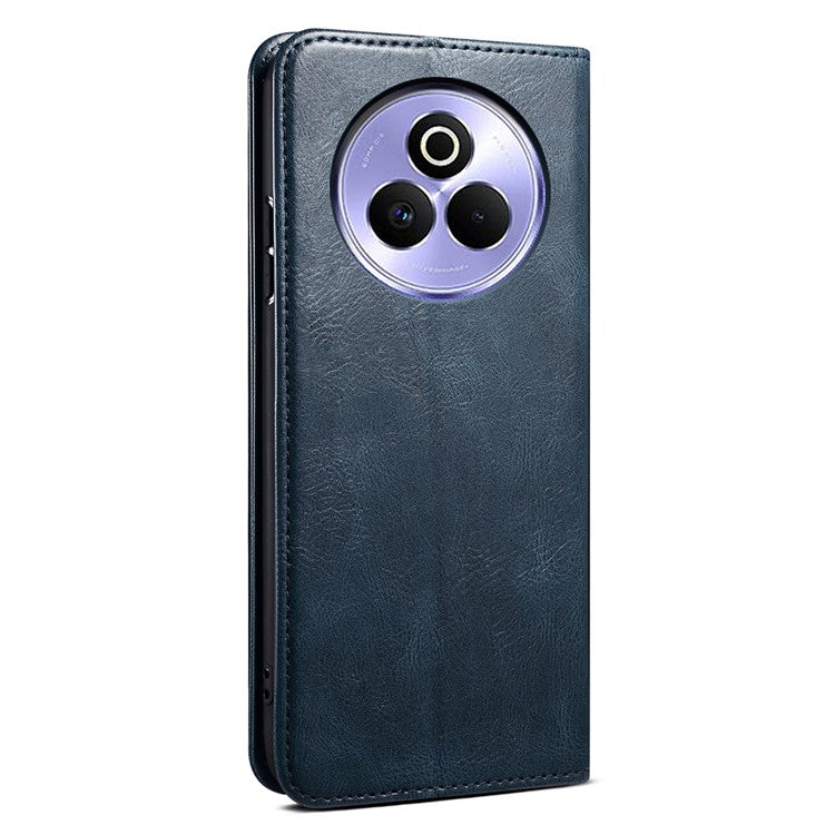For Realme P3 Pro 5G Case Crazy Horse Texture Waxy Leather Wallet Stand Phone Cover - Blue