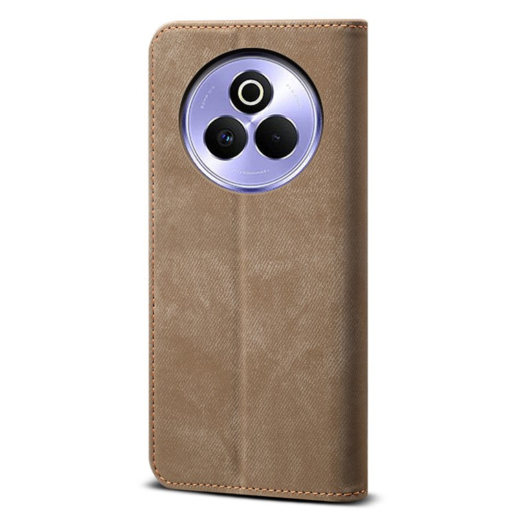For Realme P3 Pro 5G Case Jeans Cloth Texture Anti-Scratch Leather Stand Phone Cover - Khaki
