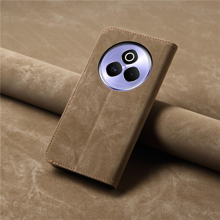 For Realme P3 Pro 5G Case Jeans Cloth Texture Anti-Scratch Leather Stand Phone Cover - Khaki