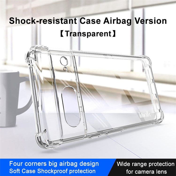 IMAK For Google Pixel 7 5G Soft TPU Clear Phone Cover Shockproof Four Corner Airbag Case - Transparent