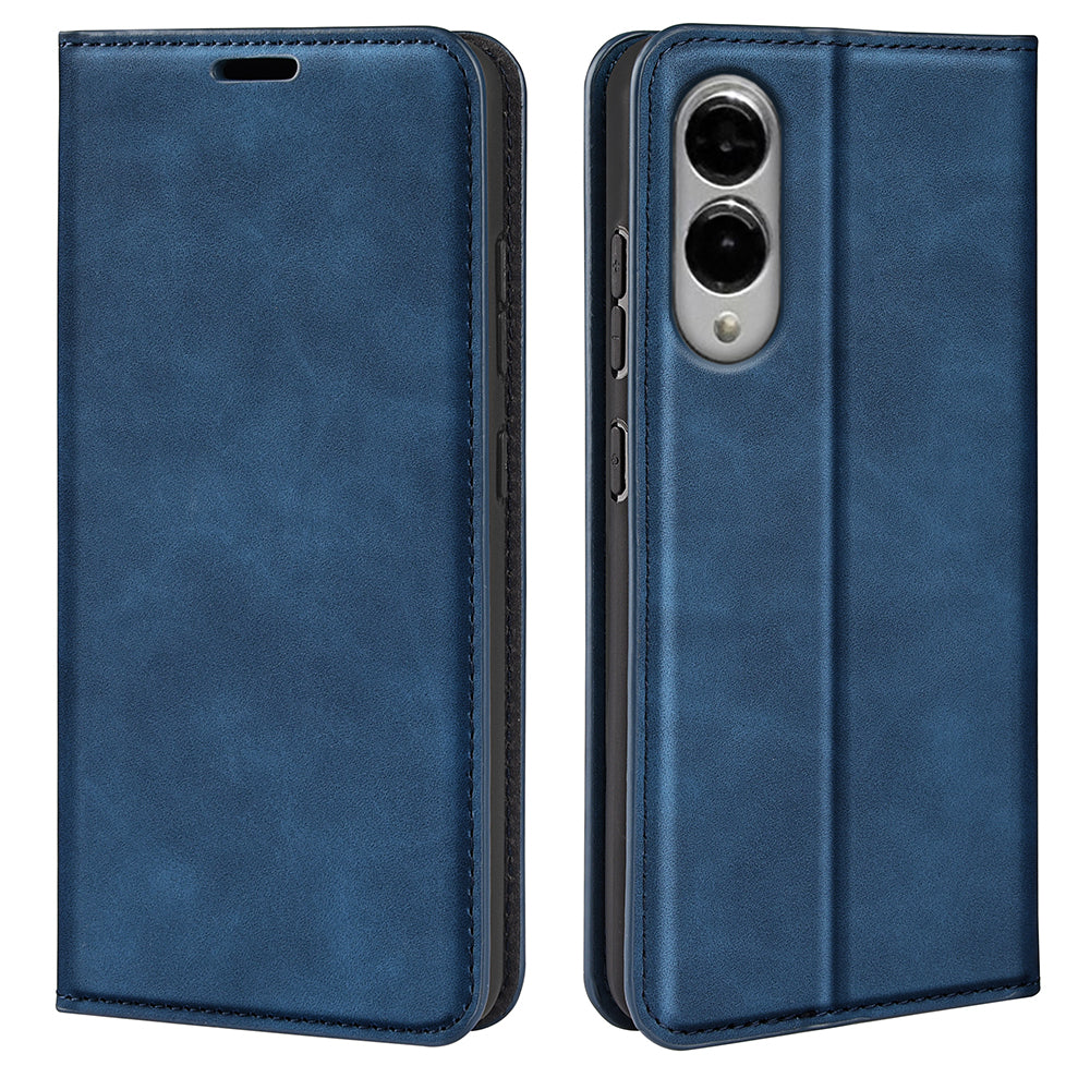 For Samsung Galaxy S25 Edge Case Skin Touch Leather Wallet Phone Cover - Blue