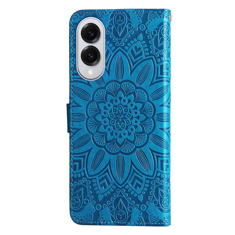 For Samsung Galaxy S25 Edge Case Sunflower Imprint Leather Wallet Phone Cover - Blue