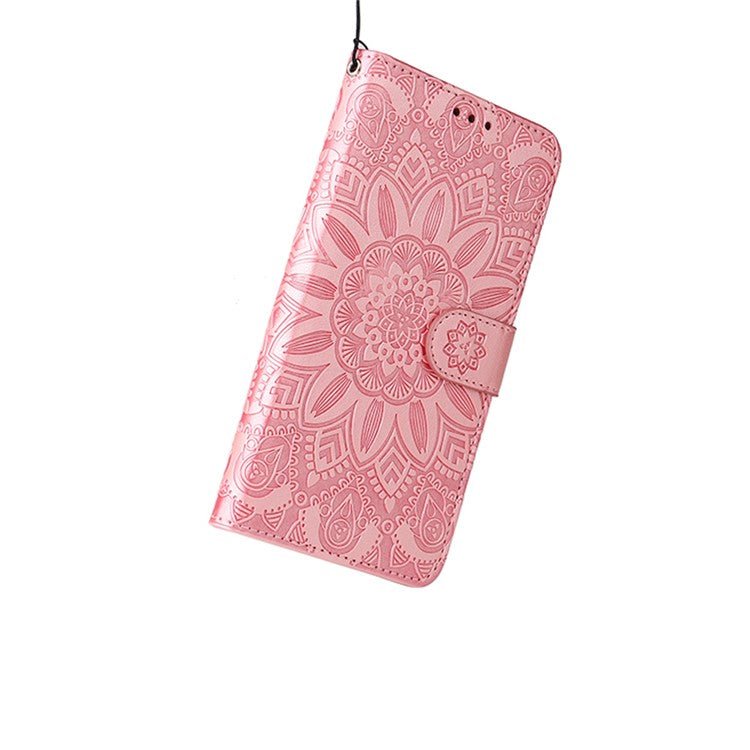 For Realme 14 Pro+ 5G Case Sunflower Imprint Leather Wallet Phone Cover - Pink