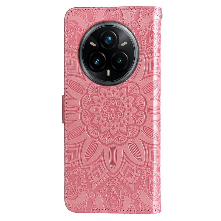 For Realme 14 Pro+ 5G Case Sunflower Imprint Leather Wallet Phone Cover - Pink