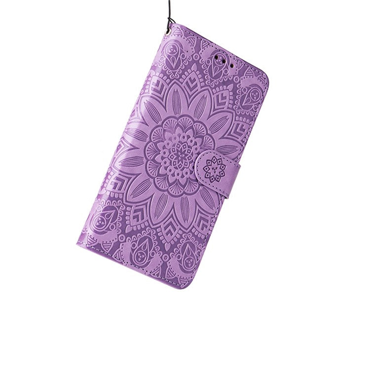 For Realme 14 Pro+ 5G Case Sunflower Imprint Leather Wallet Phone Cover - Purple