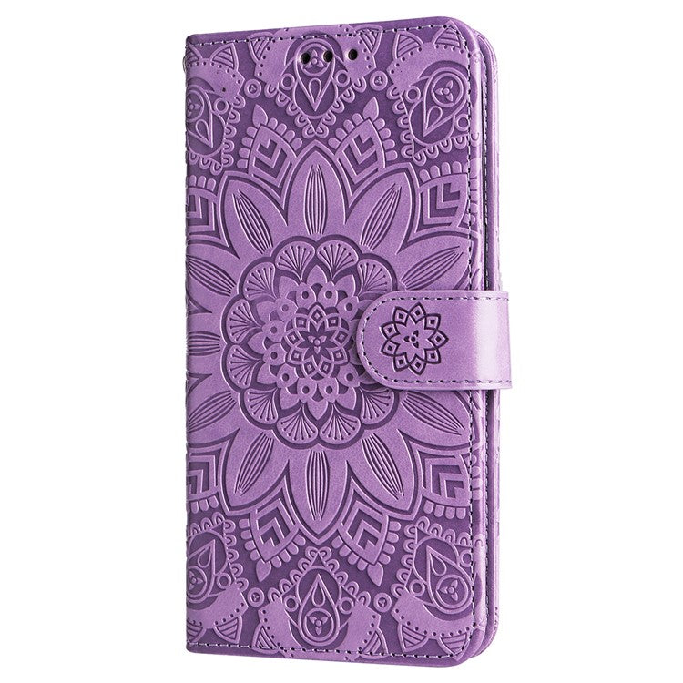 For Realme 14 Pro+ 5G Case Sunflower Imprint Leather Wallet Phone Cover - Purple