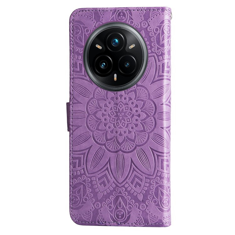 For Realme 14 Pro+ 5G Case Sunflower Imprint Leather Wallet Phone Cover - Purple