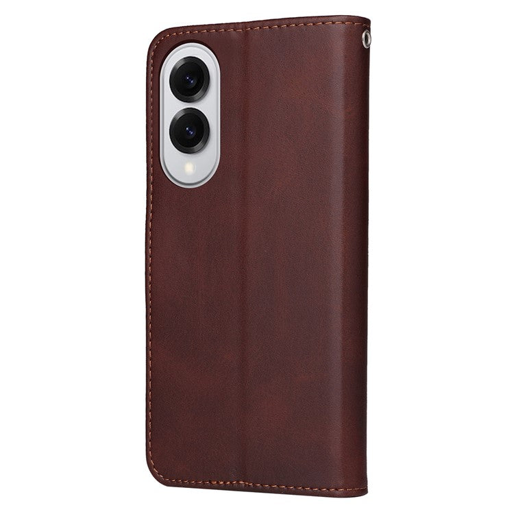 For Samsung Galaxy S25 Edge Case Wallet PU Leather Folio Flip Phone Cover - Brown