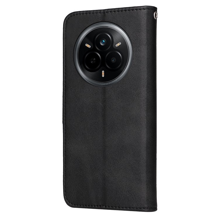 For Realme 14 Pro 5G Case Wallet PU Leather Folio Flip Phone Cover - Black