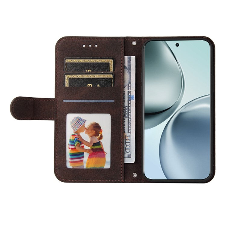 For Realme 14 Pro+ 5G Case Wallet Skin Touch Leather Phone Cover Tree Pattern Hardware - Brown