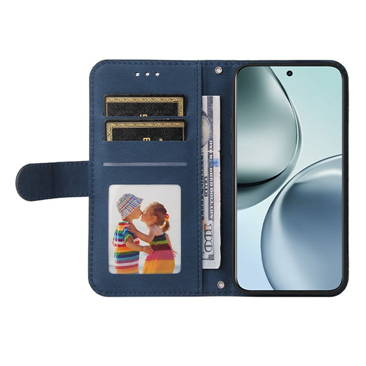 For Realme 14 Pro+ 5G Case Wallet Skin Touch Leather Phone Cover Tree Pattern Hardware - Blue