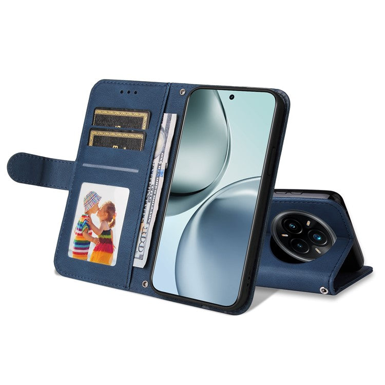For Realme 14 Pro+ 5G Case Wallet Skin Touch Leather Phone Cover Tree Pattern Hardware - Blue