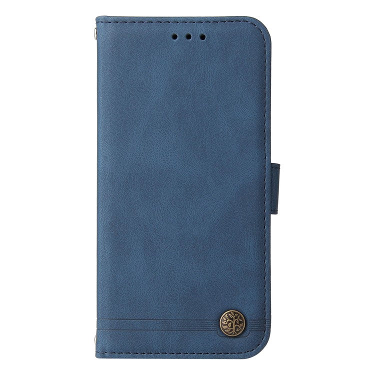 For Realme 14 Pro+ 5G Case Wallet Skin Touch Leather Phone Cover Tree Pattern Hardware - Blue