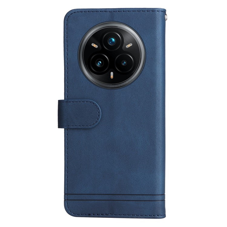 For Realme 14 Pro+ 5G Case Wallet Skin Touch Leather Phone Cover Tree Pattern Hardware - Blue