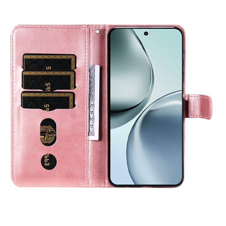 For Realme 14 Pro+ 5G Case Zipper Wallet Calf Texture PU Leather Phone Cover - Pink