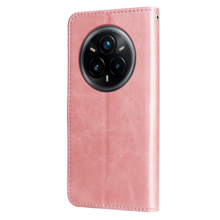 For Realme 14 Pro+ 5G Case Zipper Wallet Calf Texture PU Leather Phone Cover - Pink