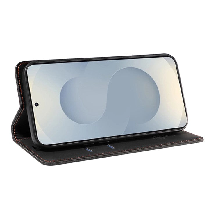 BETOPNICE 003 For Samsung Galaxy S25 Edge Case Wallet Leather Phone Cover with Stand - Black