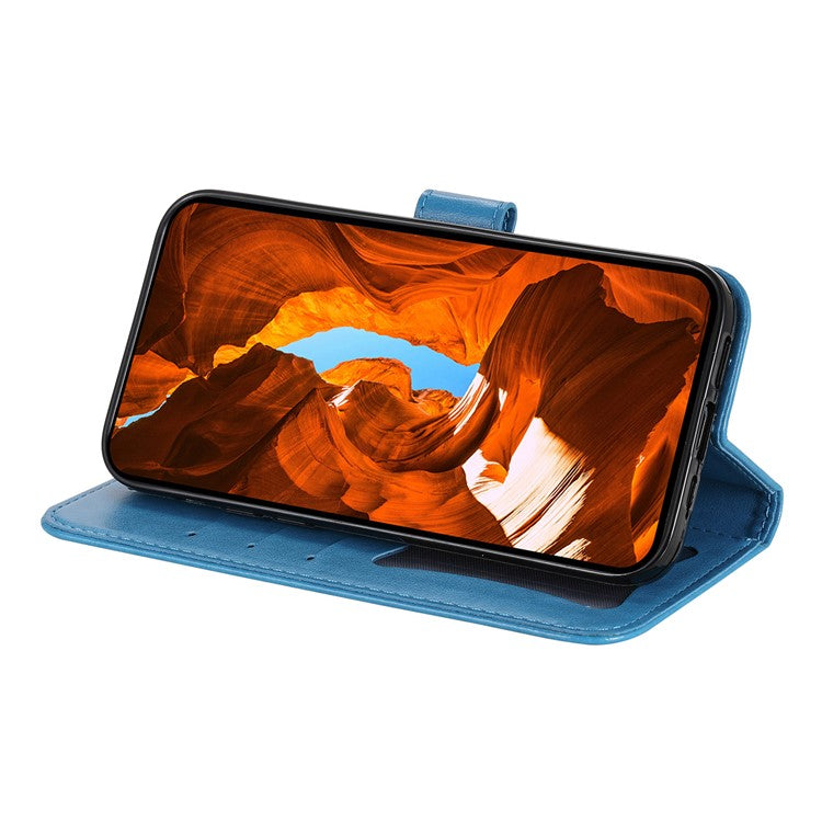 For Samsung Galaxy S25 Edge Case Floral Pattern PU Leather Wallet Stand Phone Cover - Blue
