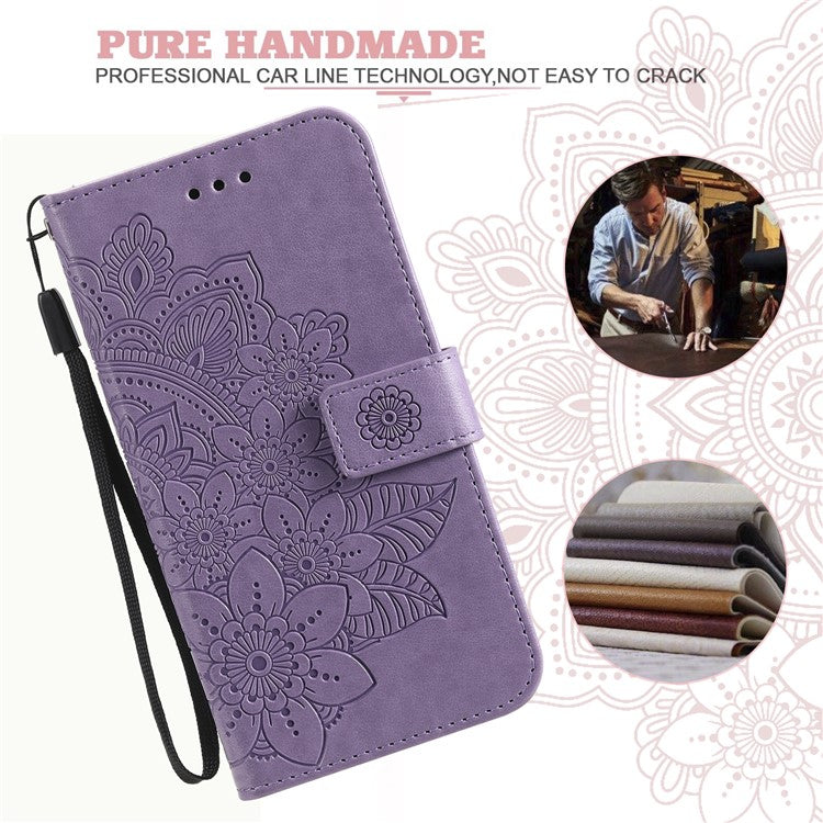 For Samsung Galaxy S25 Edge Case Floral Pattern PU Leather Wallet Stand Phone Cover - Purple