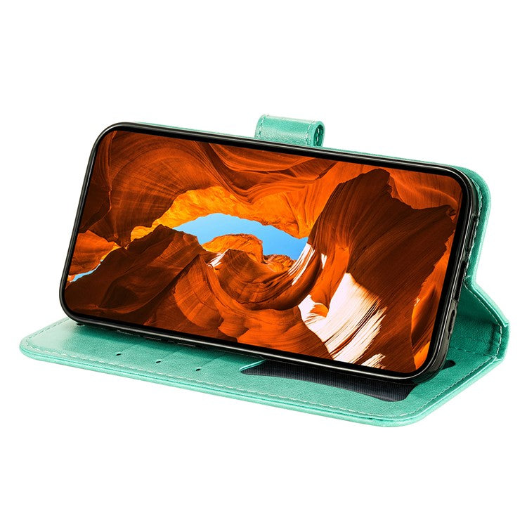 For Realme 14 Pro+ 5G Case Floral Pattern PU Leather Wallet Stand Phone Cover - Green