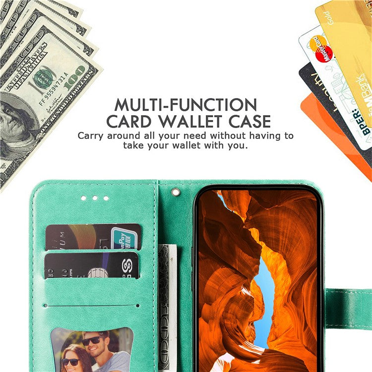 For Realme 14 Pro+ 5G Case Floral Pattern PU Leather Wallet Stand Phone Cover - Green