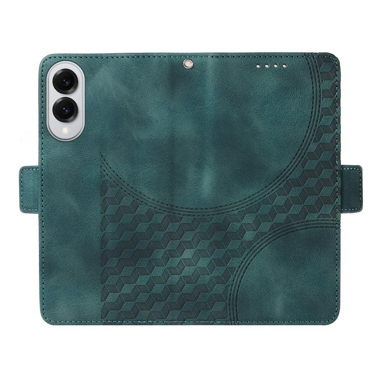 For Samsung Galaxy S25 Edge Case PU Leather Phone Cover Rhombus Starry Imprinted - Green