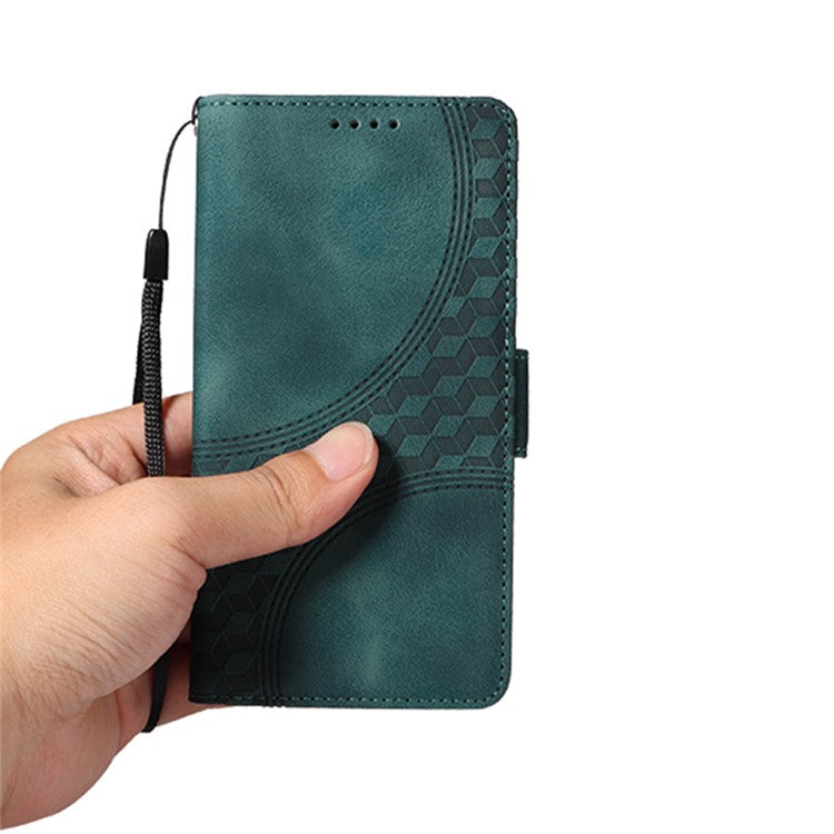 For Samsung Galaxy S25 Edge Case PU Leather Phone Cover Rhombus Starry Imprinted - Green