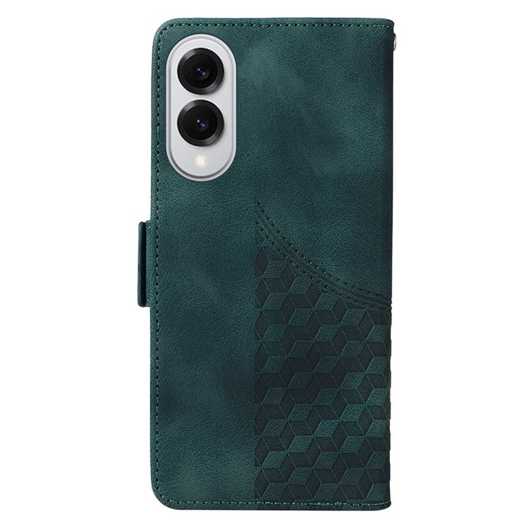 For Samsung Galaxy S25 Edge Case PU Leather Phone Cover Rhombus Starry Imprinted - Green