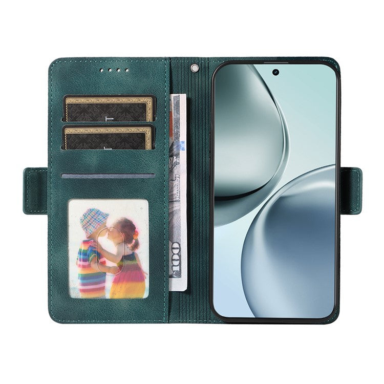 For Realme 14 Pro+ 5G Case PU Leather Phone Cover Rhombus Starry Imprinted - Green