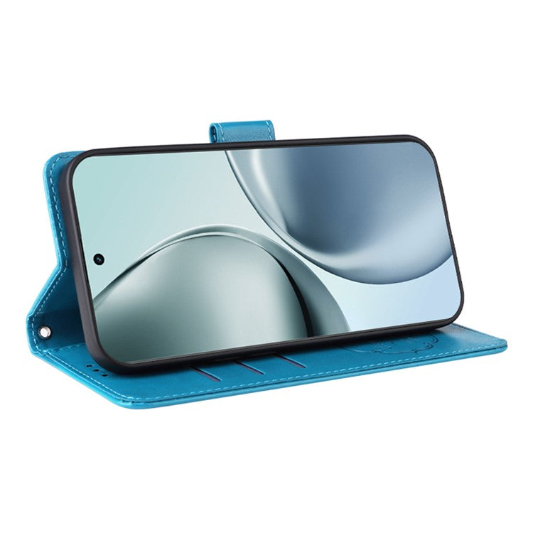 For Realme 14 Pro+ 5G Case Butterfly Floral Imprint Wallet Stand Leather Phone Cover - Blue