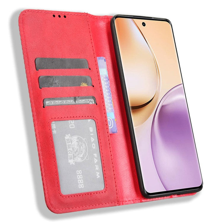 For Realme 14 Pro 5G Case Wallet Stand Retro Texture Leather Phone Cover - Red